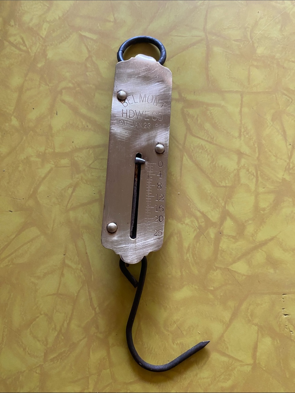 American Vintage Brass Hanging Scale with Black Hook